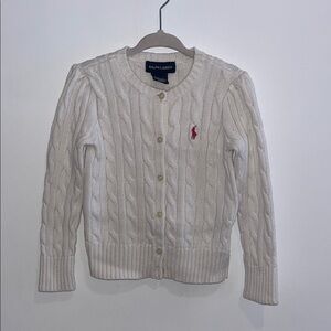 Ralph Lauren 4T White Button Up Longsleeve Cable Knit Sweater Jacket